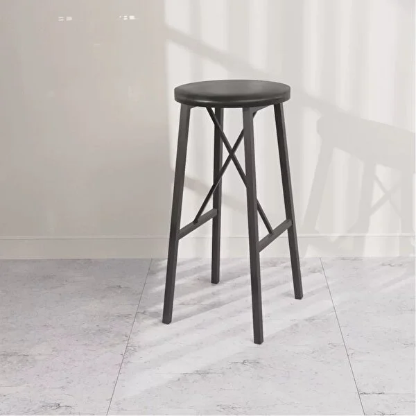 Siyah metal bar taburesi, istiflenir, cafe ve mutfak adası için